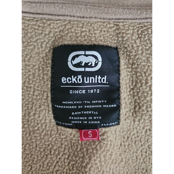 Ecko Unltd. Mens Graphic Hoodie Y2K Brown Tan World Famous Rhino Pullover Size S - Picture 13 of 15